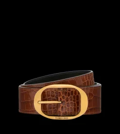 PRINTED CROC OVAL BUCKLE BELT