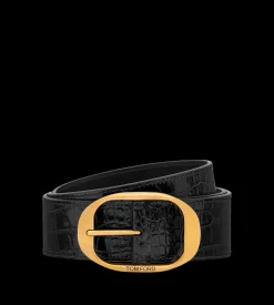 PRINTED CROC OVAL BUCKLE BELT