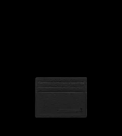 PRINTED DEER LEATHER ELONGATED T LINE CARD HOLDER WITH CENTRAL POCKET