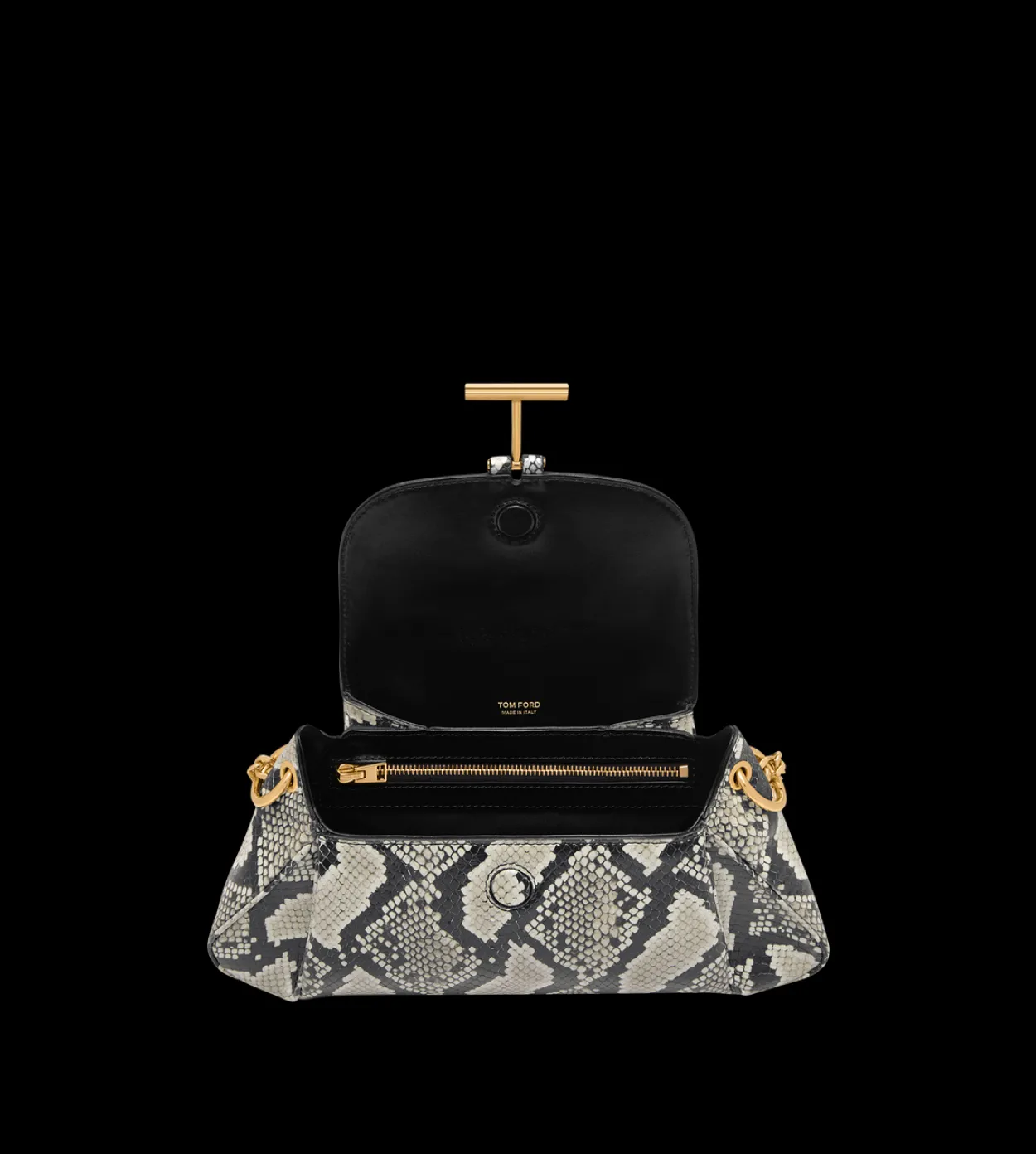 PRINTED PYTHON TARA CHAIN SHOULDER BAG