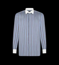 REGULAR STRIPE SILK JACQUARD CONTRAST FLUID FIT SHIRT