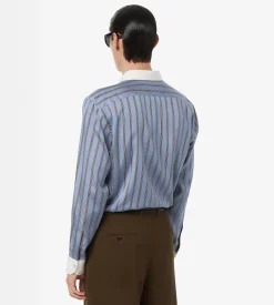 REGULAR STRIPE SILK JACQUARD CONTRAST FLUID FIT SHIRT
