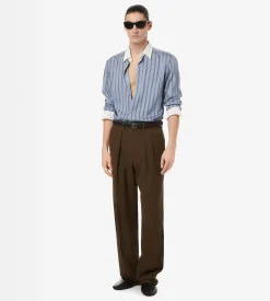 REGULAR STRIPE SILK JACQUARD CONTRAST FLUID FIT SHIRT