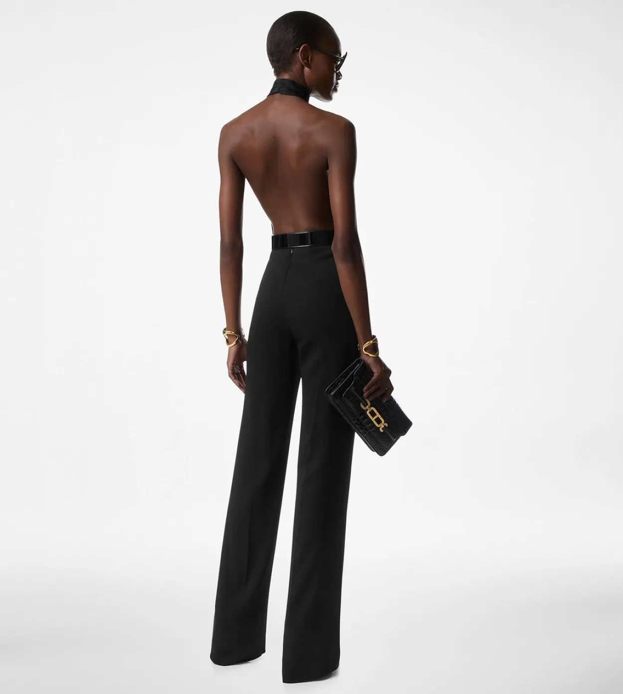 SABLE' HALTER NECK BELTED JUMPSUIT