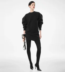 SCULPTURAL WOOL CASHMERE SWEATSHIRT MINI DRESS