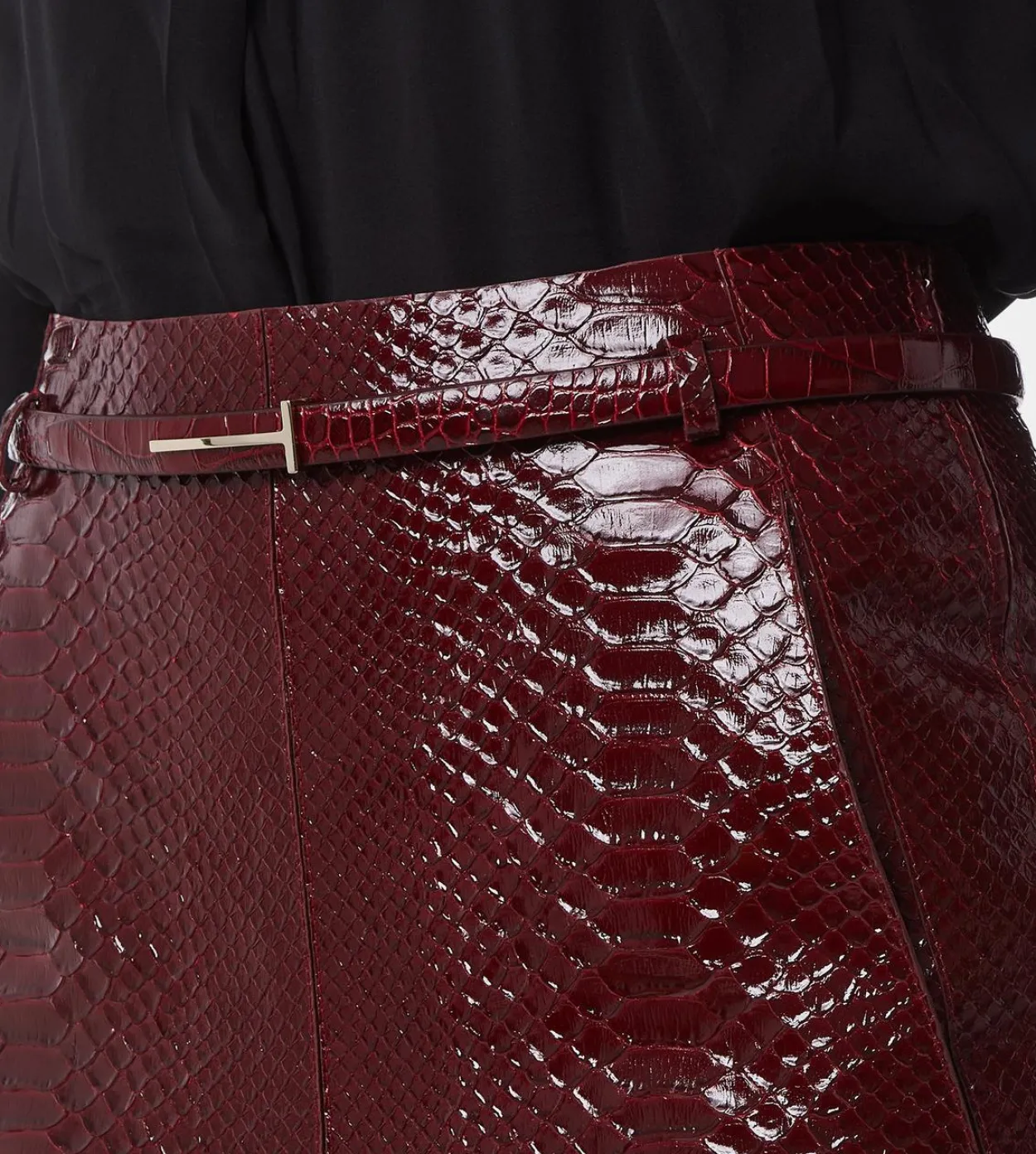 SEMI SHINY PRINTED CALF LEATHER SKIRT