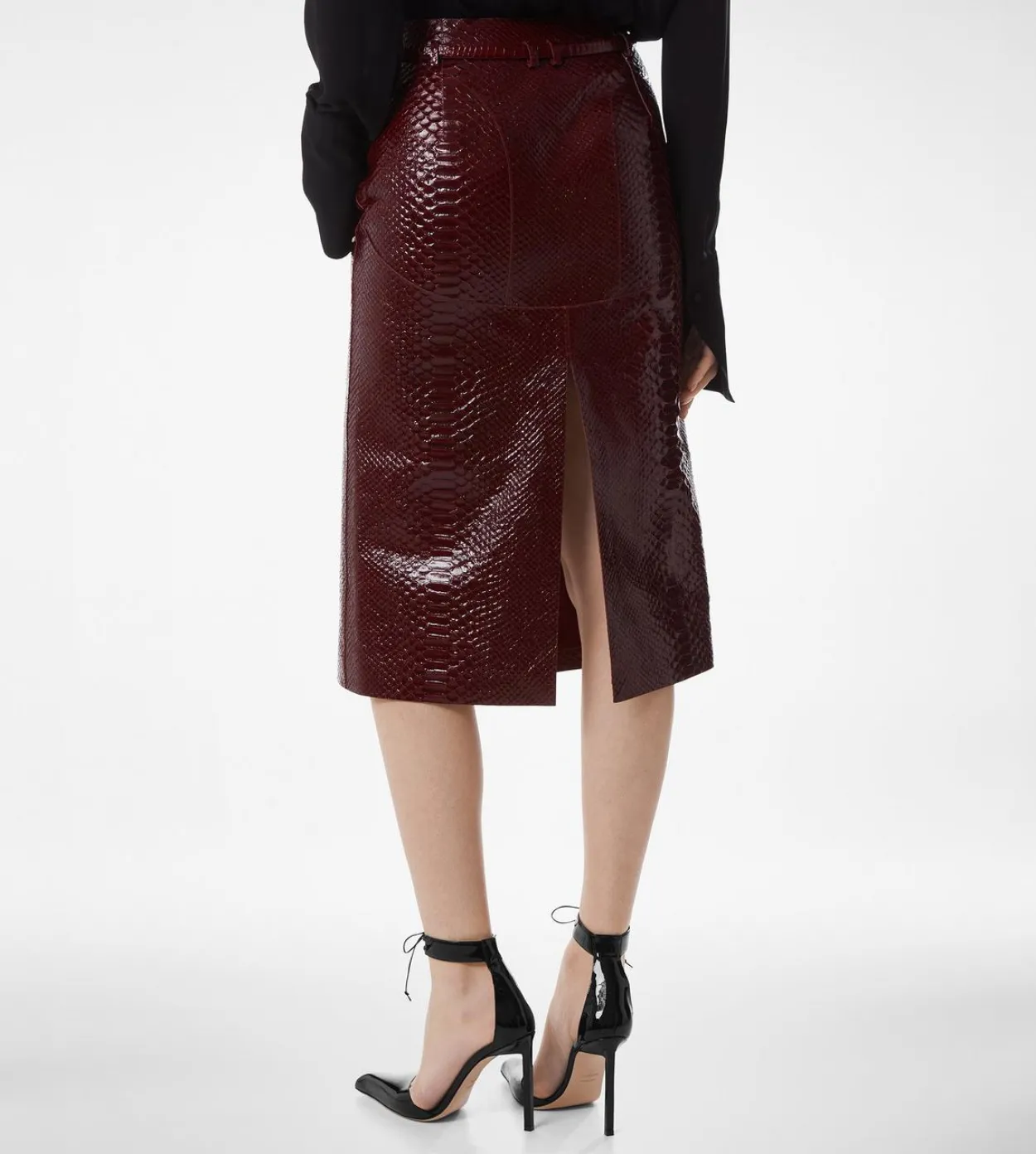 SEMI SHINY PRINTED CALF LEATHER SKIRT