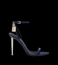 SEMI SHINY PRINTED PYTHON PADLOCK POINTY NAKED SANDAL