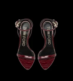 SEMI SHINY PRINTED PYTHON PADLOCK POINTY NAKED SANDAL