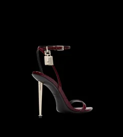 SEMI SHINY PRINTED PYTHON PADLOCK POINTY NAKED SANDAL