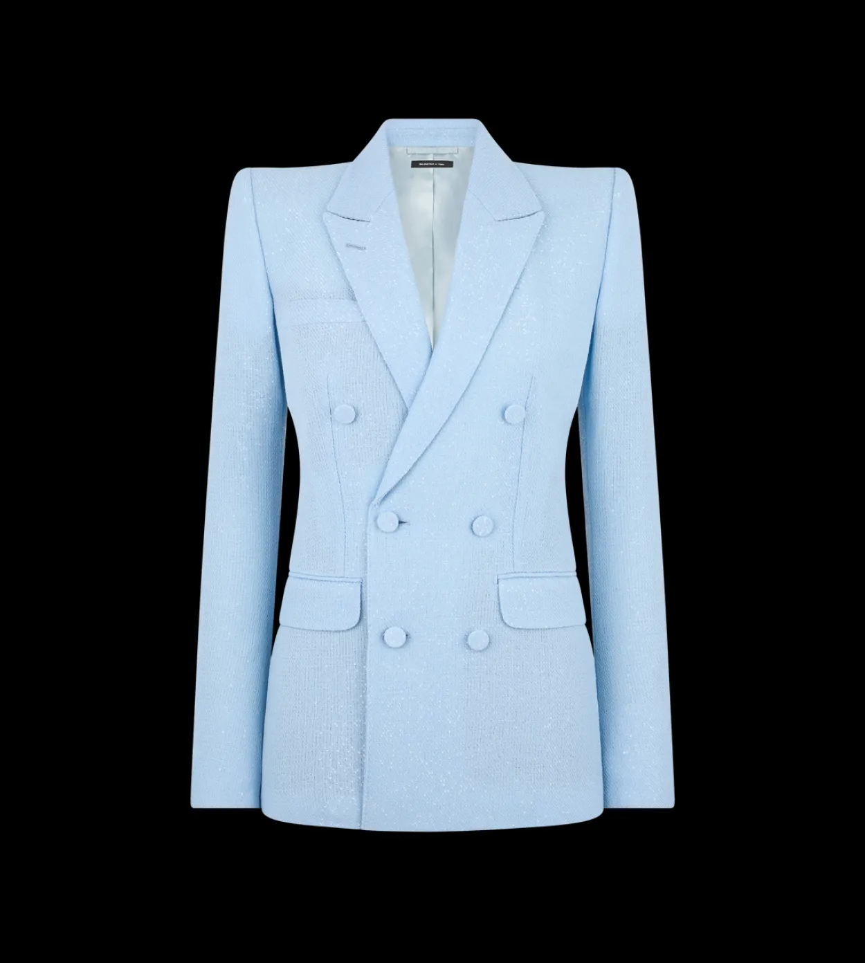 SEQUINED WOOL BLEND CREPE DOUBLE BREASTED JACKET