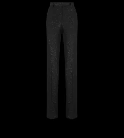 SEQUINED WOOL BLEND CREPE TAILORED STRAIGHT PANTS
