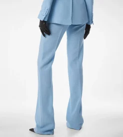 SEQUINED WOOL BLEND CREPE TAILORED STRAIGHT PANTS