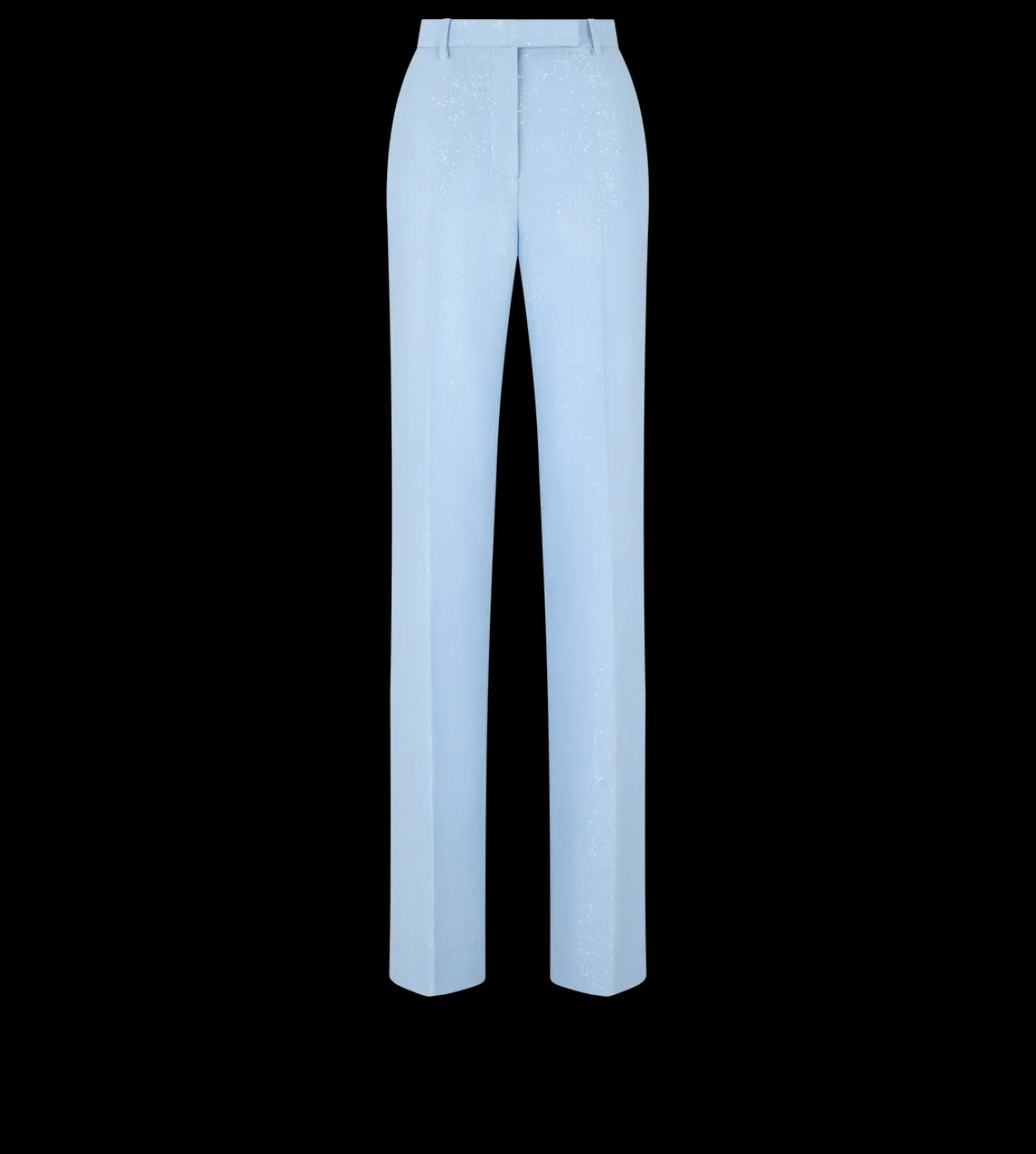 SEQUINED WOOL BLEND CREPE TAILORED STRAIGHT PANTS