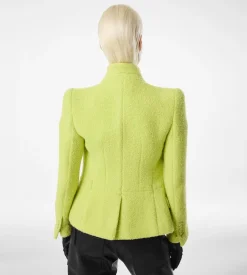 SEQUINED WOOL CASHMERE AND SILK BLEND TWEED WRAP JACKET