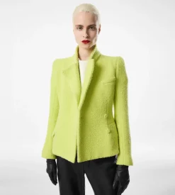 SEQUINED WOOL CASHMERE AND SILK BLEND TWEED WRAP JACKET