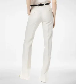 SHADOW STRIPE WOOL SILK TAILORED STRAIGHT PANTS