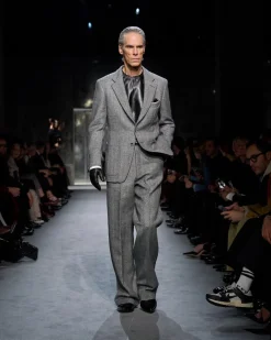 SHARKSKIN HERRINGBONE DOUBLE SPLITTABLE PANT