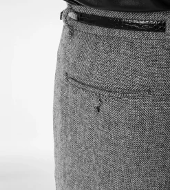 SHARKSKIN HERRINGBONE DOUBLE SPLITTABLE PANT