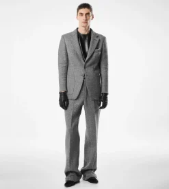 SHARKSKIN HERRINGBONE DOUBLE SPLITTABLE PANT