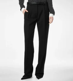 SHARP GRAIN DE POUDRE RELAXED PLEATED STRAIGHT PANTS