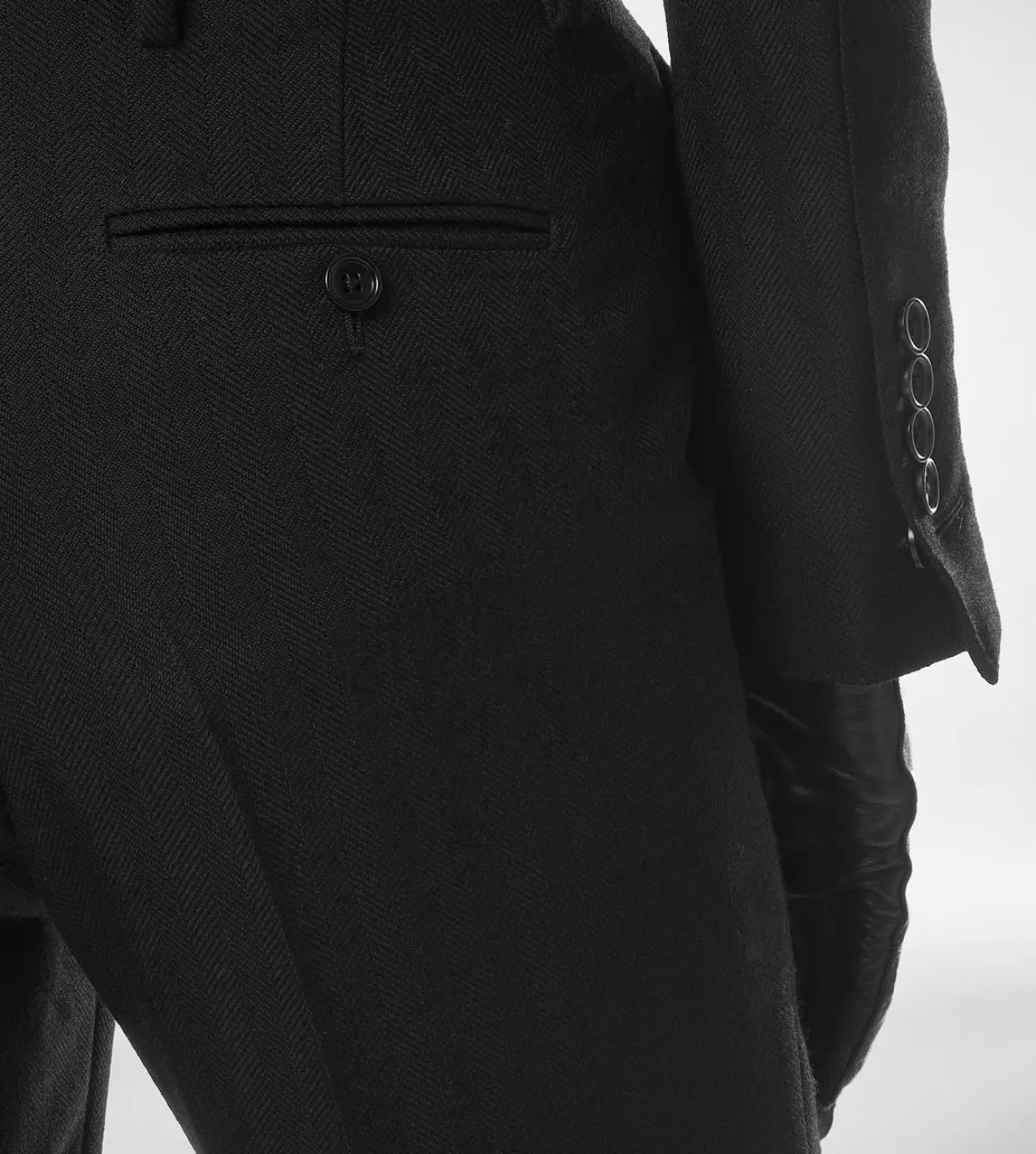 SHARP HERRINGBONE TAILORED STRAIGHT PANTS