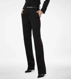 SHARP WOOL GABARDINE OFFICER PANTS WITH PIPING