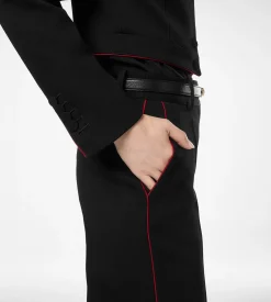 SHARP WOOL GABARDINE OFFICER PANTS WITH PIPING