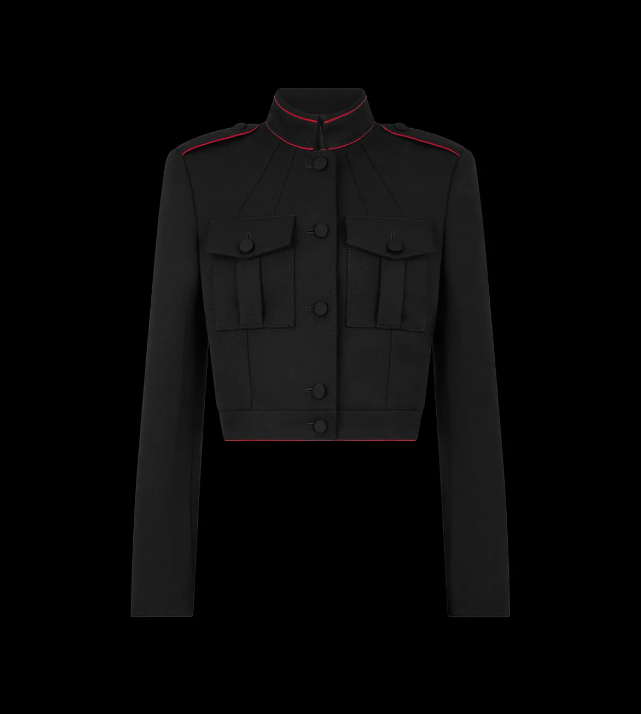 SHARP WOOL GABARDINE OFFICER JACKET WITH PIPING