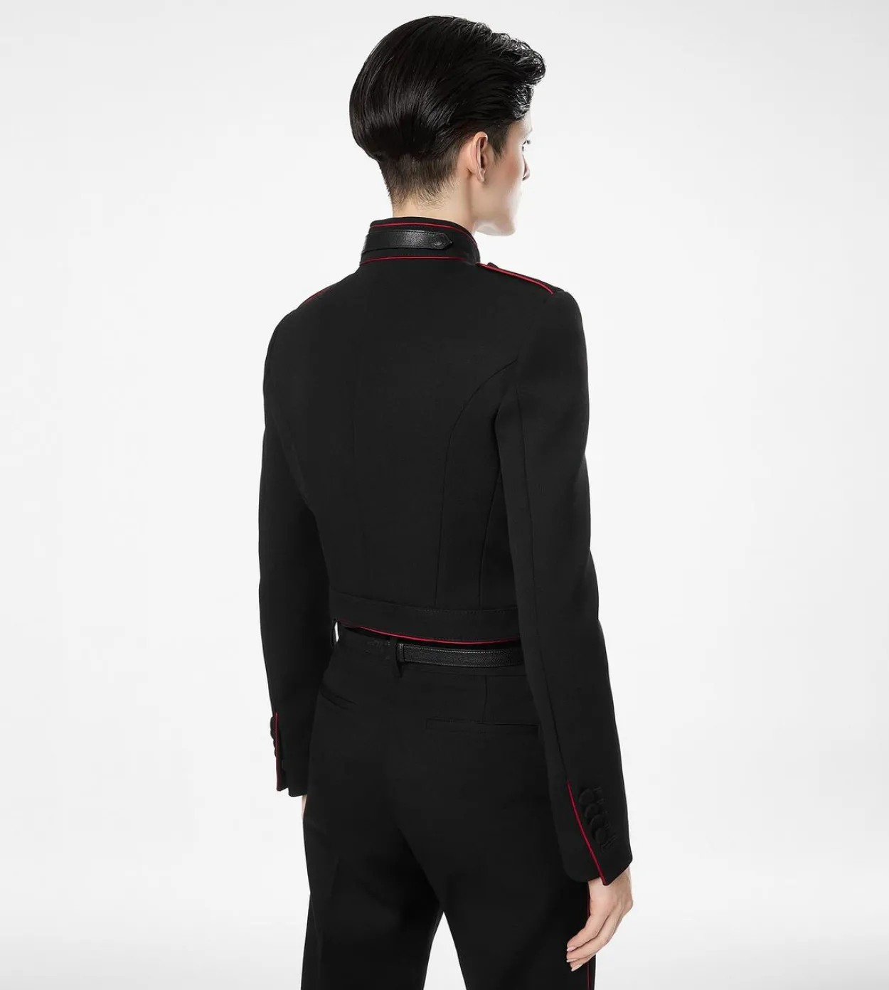 SHARP WOOL GABARDINE OFFICER JACKET WITH PIPING