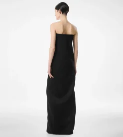 SHARP WOOL STRAPLESS EVENING DRESS