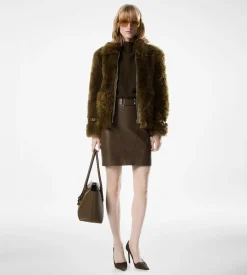 SHEARLING BLOUSON WITH LEATHER DETAILS