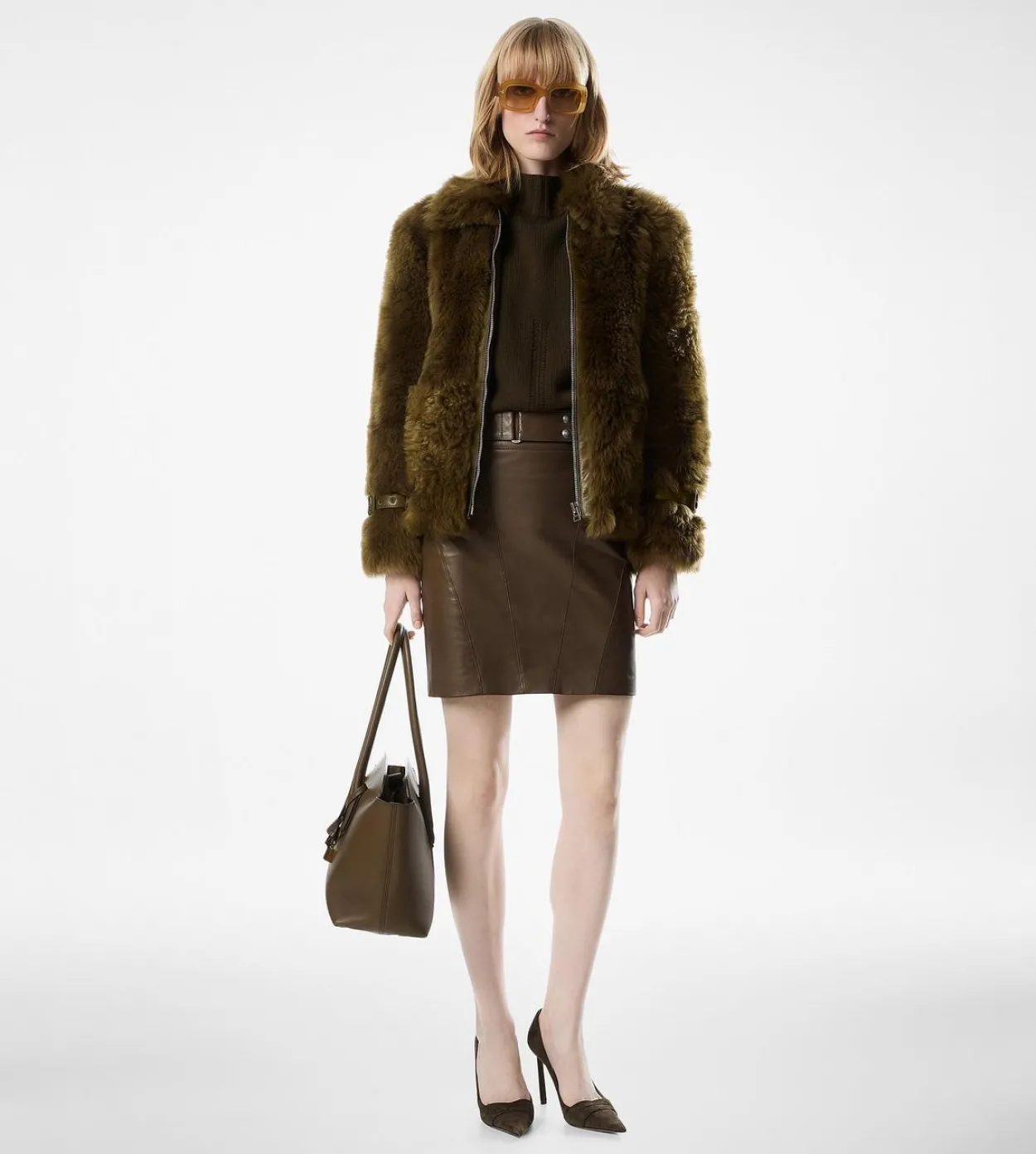 SHEARLING BLOUSON WITH LEATHER DETAILS