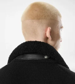 SHEARLING COLLAR CASHMERE CARDIGAN