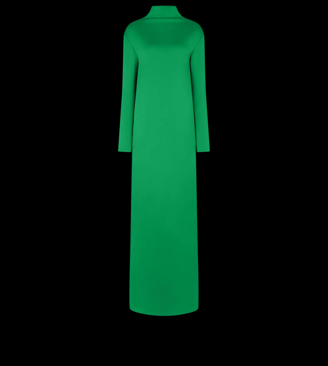 SHINY CREPE MOCK NECK COLUMN EVENING DRESS