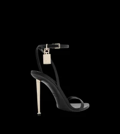 SHINY LEATHER PADLOCK POINTY NAKED SANDAL