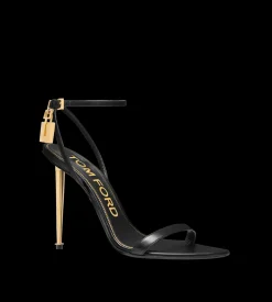 SHINY LEATHER PADLOCK POINTY NAKED SANDAL