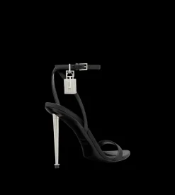 SHINY LEATHER PADLOCK POINTY NAKED SANDAL