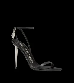 SHINY LEATHER PADLOCK POINTY NAKED SANDAL