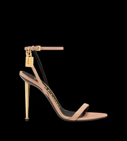 SHINY LEATHER PADLOCK POINTY NAKED SANDAL