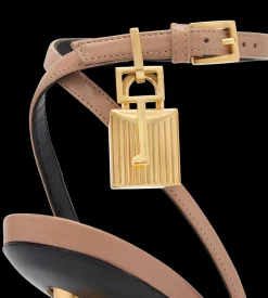 SHINY LEATHER PADLOCK POINTY NAKED SANDAL