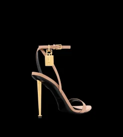 SHINY LEATHER PADLOCK POINTY NAKED SANDAL