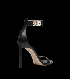 SHINY LEATHER T LATCH ANKLE STRAP SANDAL