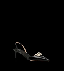 SHINY LEATHER T LATCH SLINGBACK