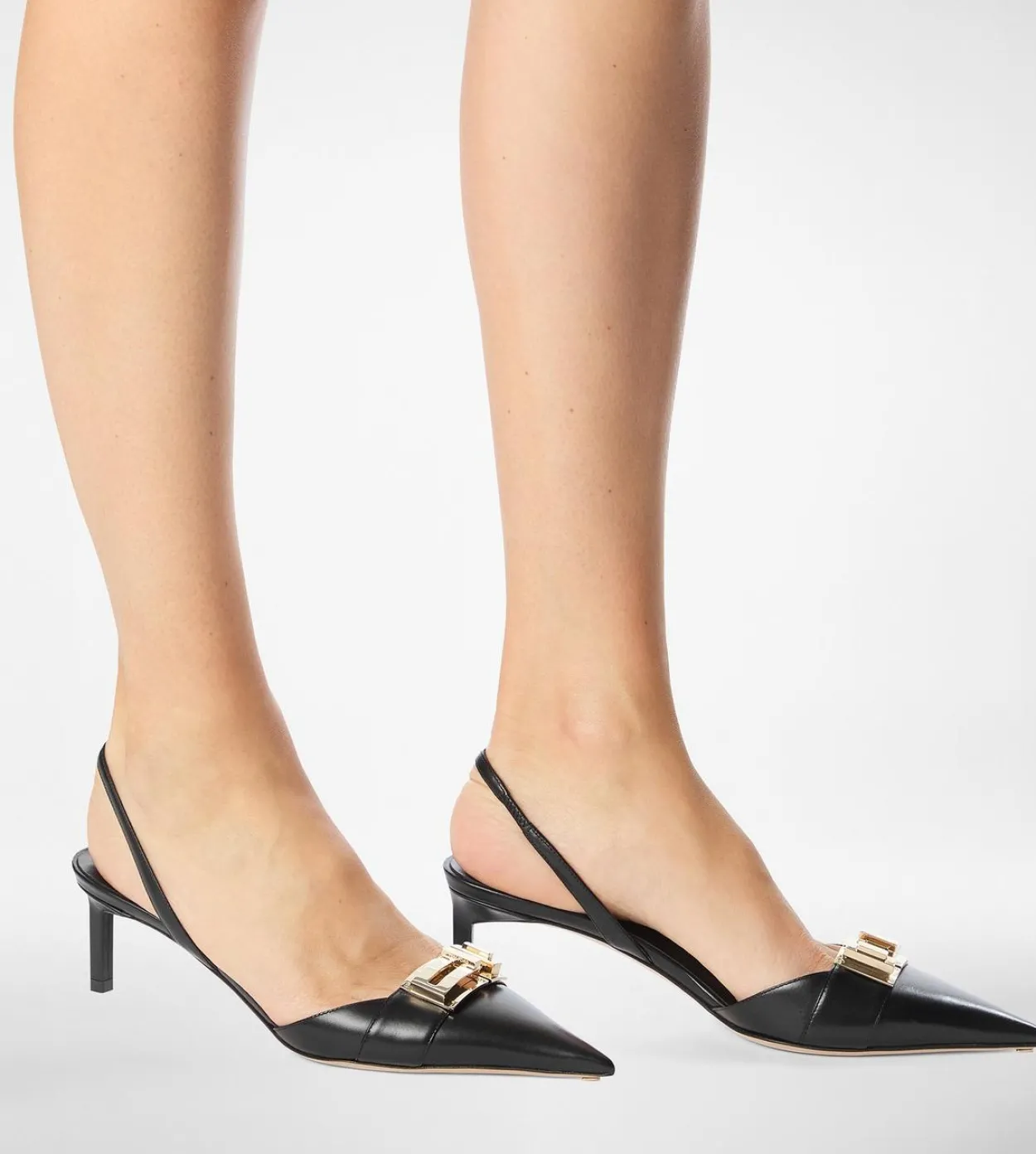 SHINY LEATHER T LATCH SLINGBACK