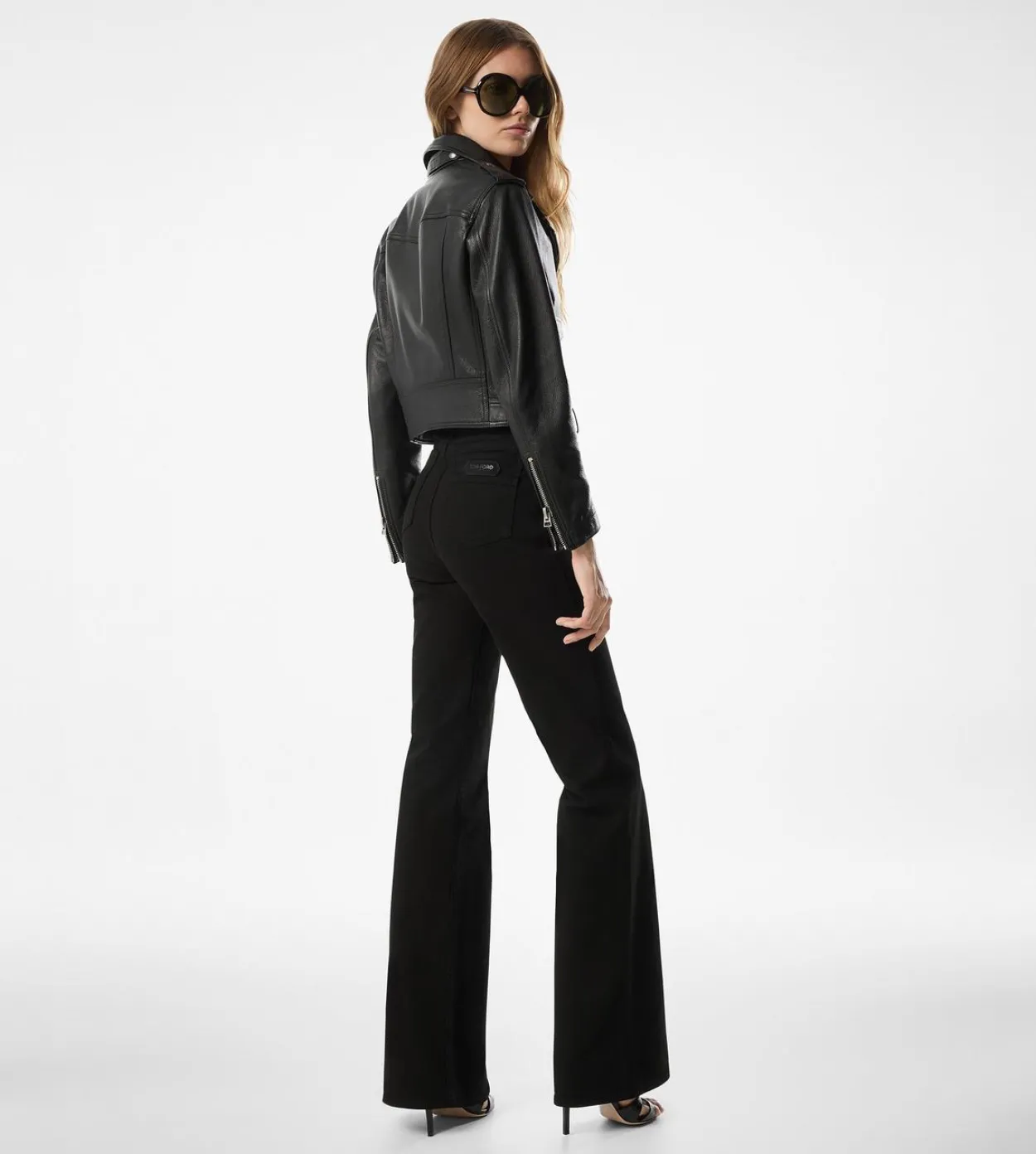 SHINY PLONGE LEATHER BIKER JACKET