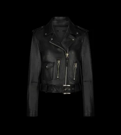 SHINY PLONGE LEATHER BIKER JACKET