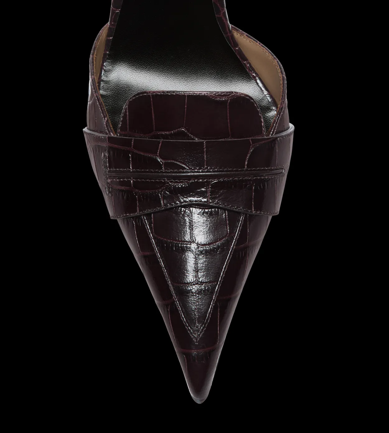 SHINY STAMPED CROCODILE LEATHER EVA D'ORSAY PUMP