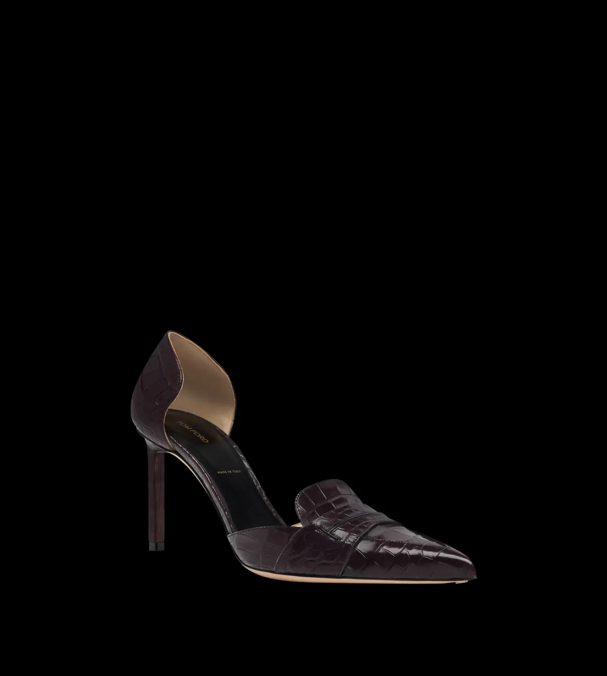 SHINY STAMPED CROCODILE LEATHER EVA D'ORSAY PUMP