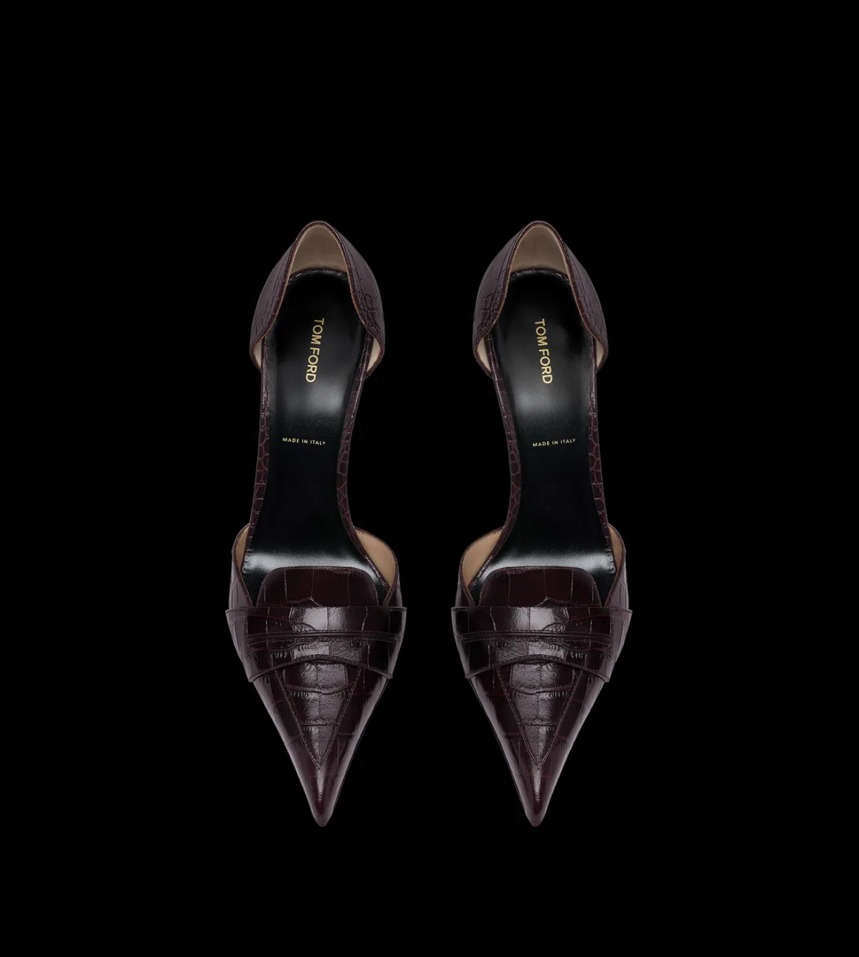 SHINY STAMPED CROCODILE LEATHER EVA D'ORSAY PUMP